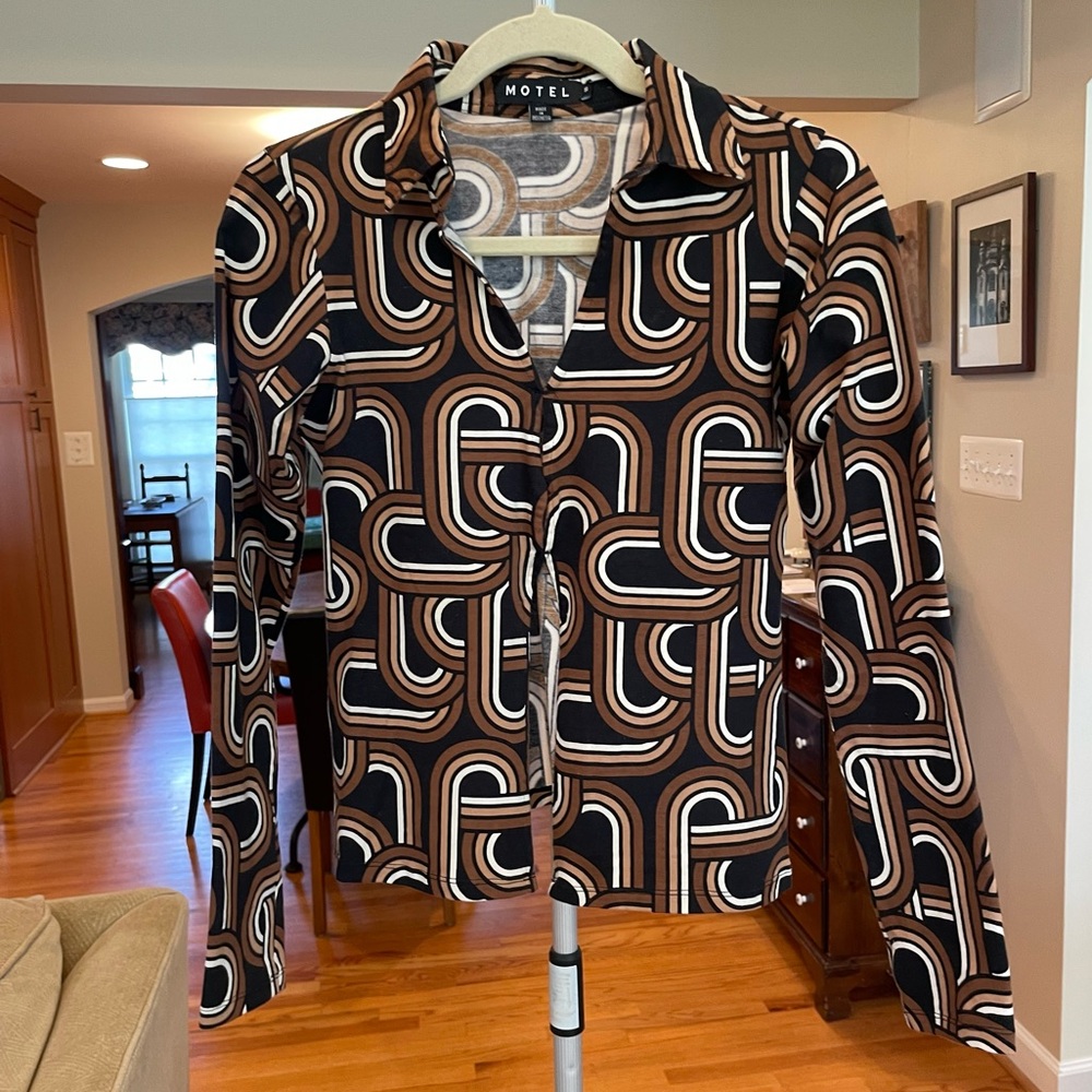 Motel Rocks Abstract Print Long Sleeve Shirt